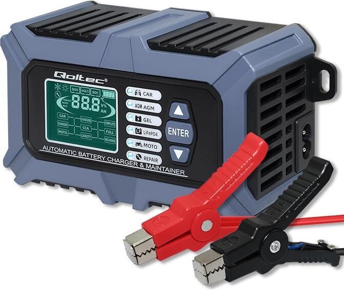 Produktbild Qoltec Inteligentna mikroprocesorowa ładowarka z testerem baterii i funkcją naprawy 12V | 6A | LCD | (12V, 6 A)