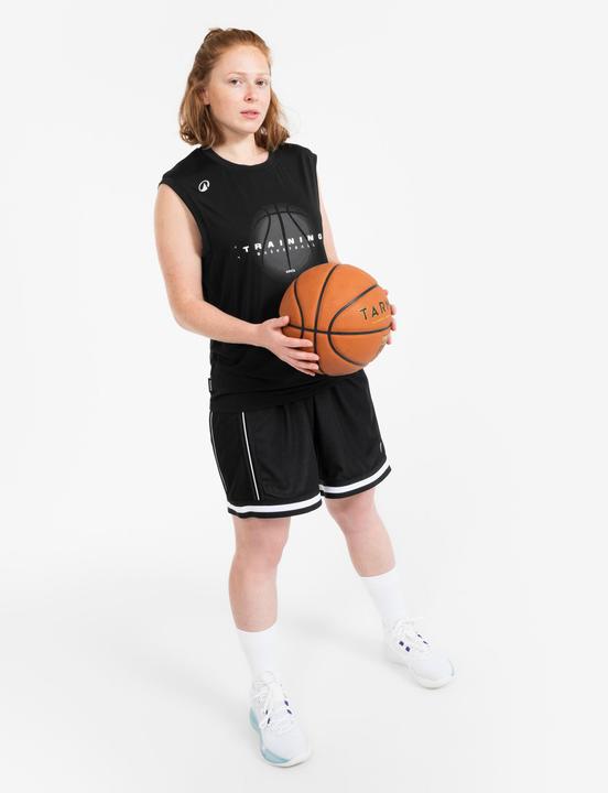 Produktbild Kipsta Damen/Herren Basketball Shorts wendbar leicht - SHR 500 schwarz-weiss (XS)