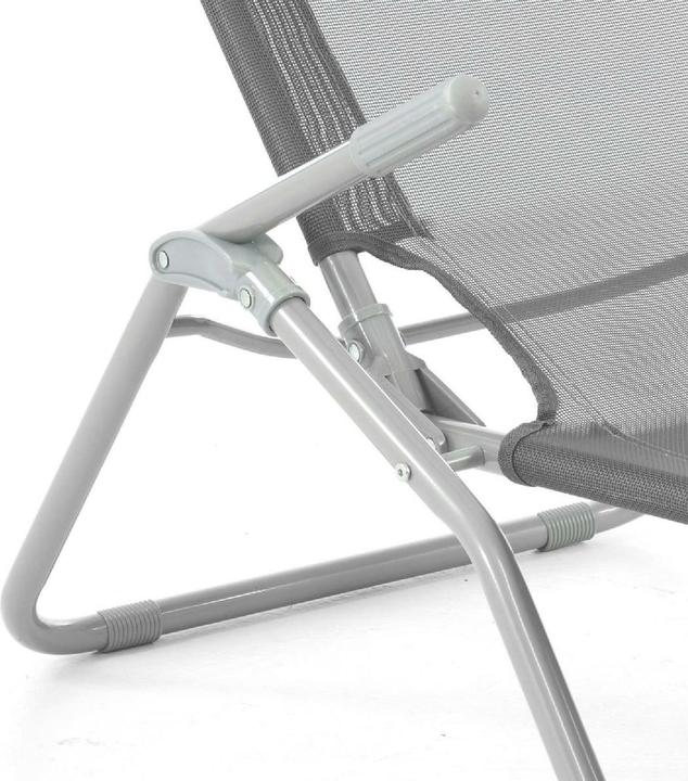 Produktbild VCM Gartenliege Bäderliege 160 cm Textilene Grau Armlehne Stahl Relaxliege klappbar (160 cm)