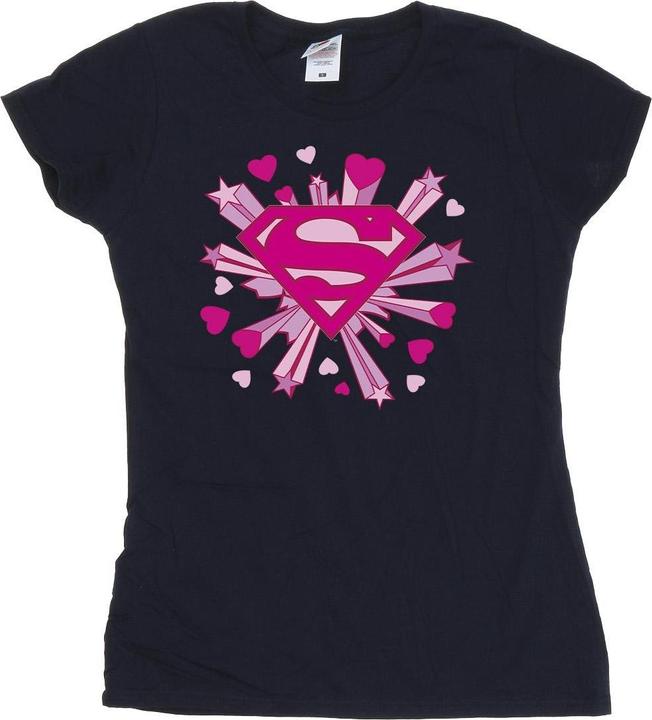 Image du produit - T-shirt SUPERMAN PINK HEARTS AND STARS LOGO - Femme (S)