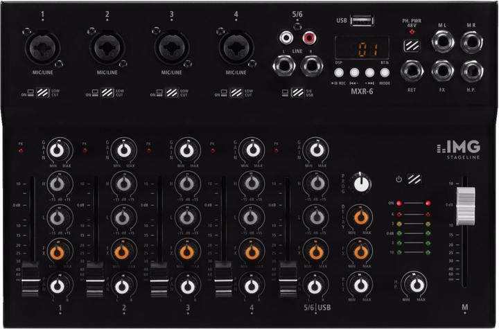 Image du produit Img Stage Line Table de mixage de console MXR-6 Nombre de canaux:6 Bluetooth, port USB (Studio et mixeur live)