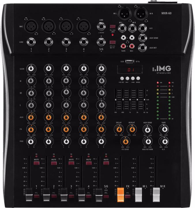 Produktbild Img Stage Line MXR-60 Konsolen-Mischpult Anzahl Kanäle:6 Bluetooth, USB-Anschluss (Studio- und Livemixer)