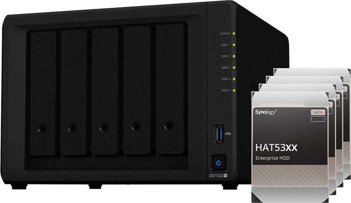 Produktbild Synology DS1522+ (5 x 12 TB, Synology HAT 53xx)
