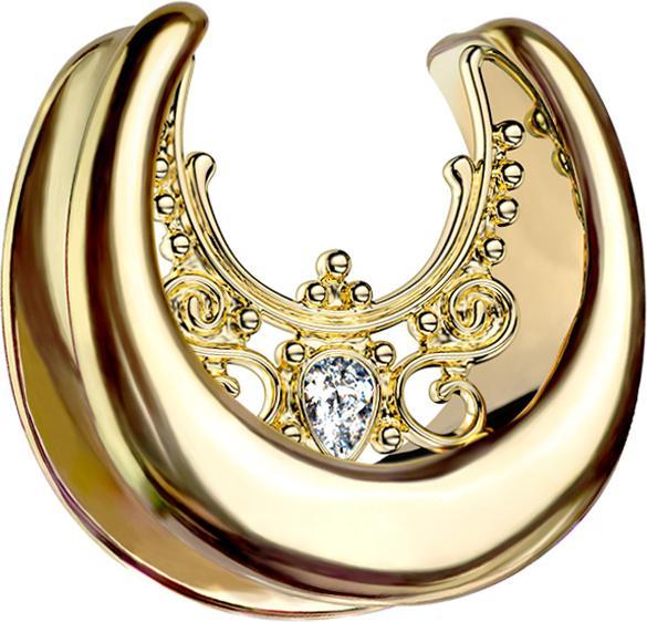Actual product image Star Piercing Saddle gold-plated filigree flowers and crystal (Surgical steel 316L)