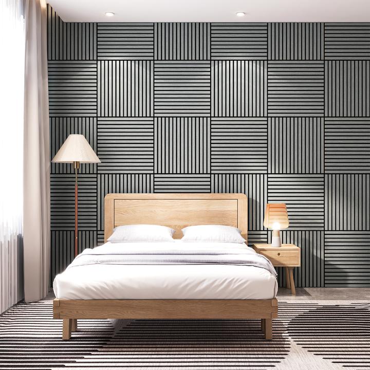 neu.holz Akustik-Wandpaneel 16er Set Vang 60x60 cm Eichenoptik, hellgrau ()