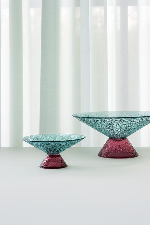 Image du produit Hübsch Bol en verre Bonbon bleu/rouge moyen (8 x 8 x 7 cm)