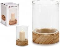Giftdecor medium round wooden base glass candle holder