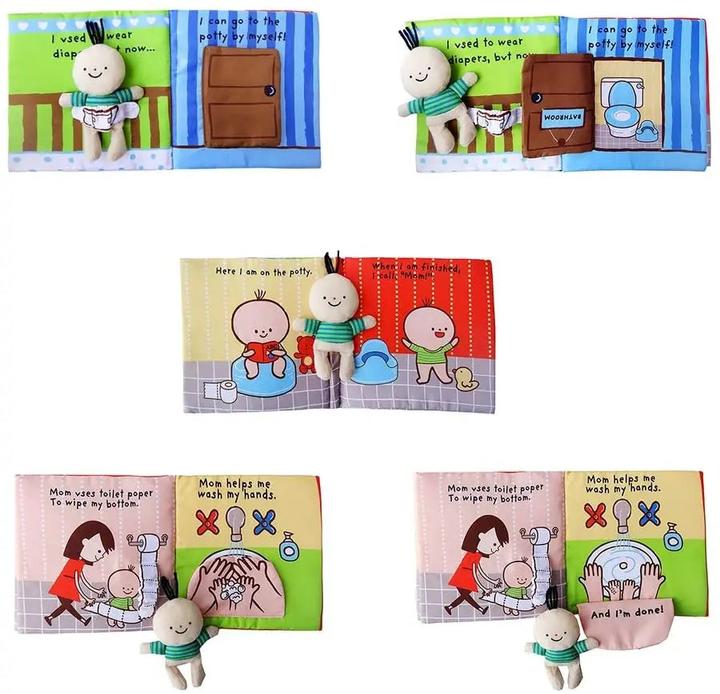 Actual product image Activity Board Toddler Baby Cloth Book Bath Potty Baby Book Toy 0-3 years old Educational Activity Book