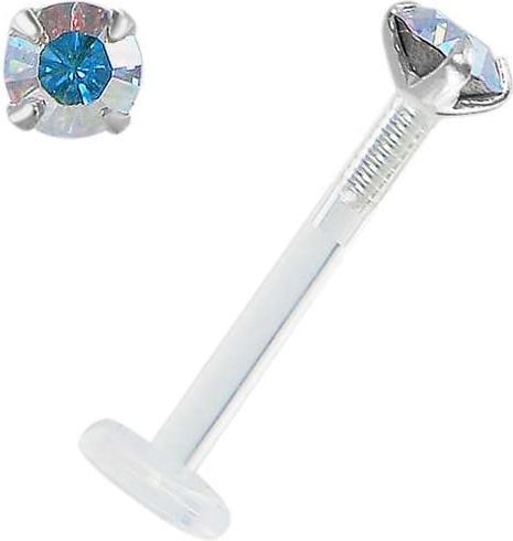 Image du produit Bijouteria Piercing pour lèvre/Tragus (Bioplastique, Argent 925, Cristal Swarovski)