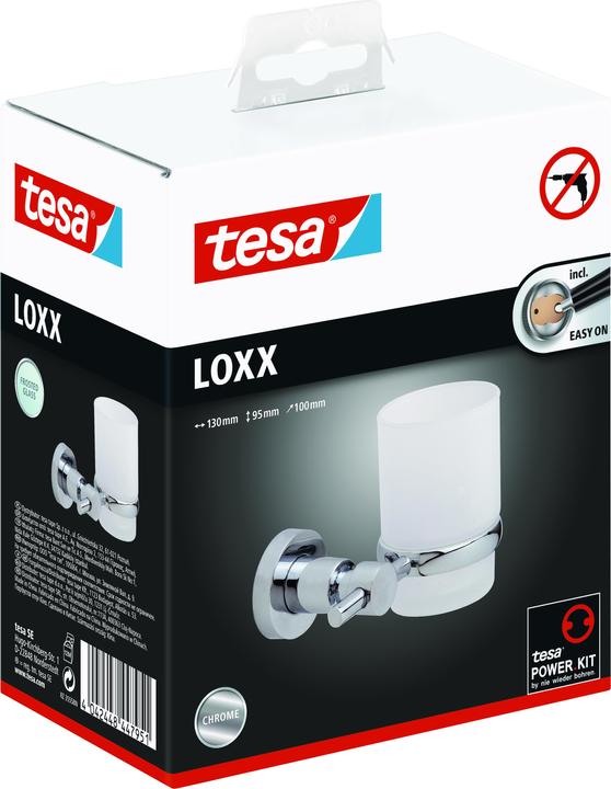 Produktbild tesa LOXX Zahnputzbecher inkl. Klebelösung ohne Bohren (13 x 10 x 9.5 cm)
