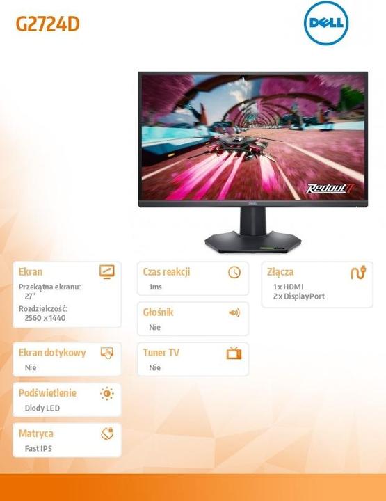 Actual product image Dell G2724D (2560 x 1440 pixels, 27")