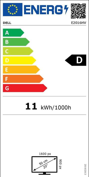 Energy Label Dell E2016HV (1600 x 900 pixels, 19.50")