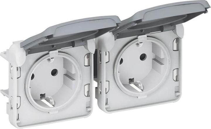 Actual product image Legrand Plexo55 Modular 2-fold horizontal socket outlet damp-proof grey 069576