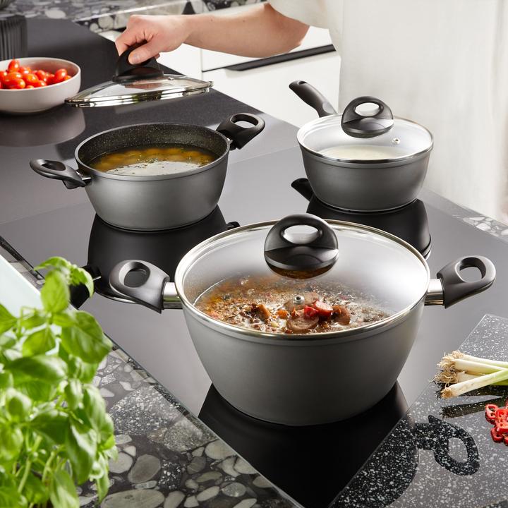 Produktbild Stoneline CERAMIC Kochgeschirr-Set, 6-tlg. mit Glasdeckeln (20 cm, Pfannenset + Topfset, Aluminium)