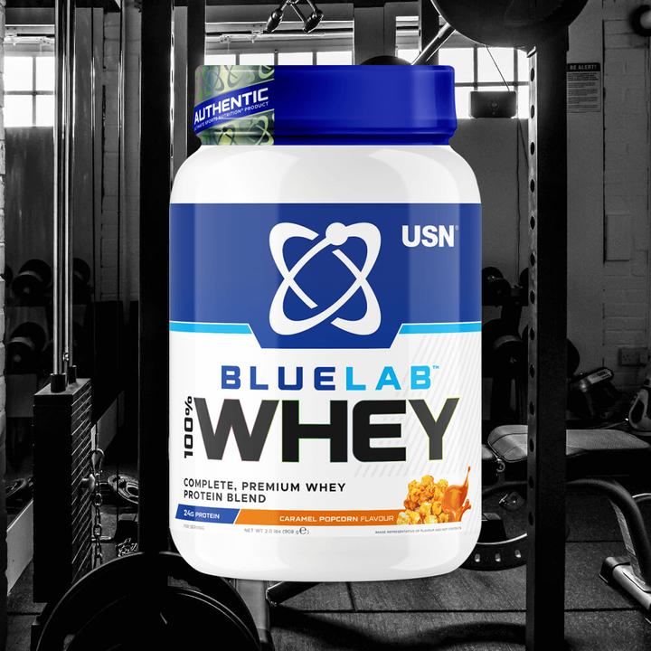 Actual product image USN Blue Lab 100% Whey Protein (Caramel popcorn, 1 pcs., 908 g)