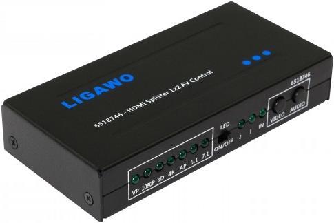 Produktbild Ligawo HDMI Splitter 1 Eingang -> 2 Ausgänge 4K und 3D fähig