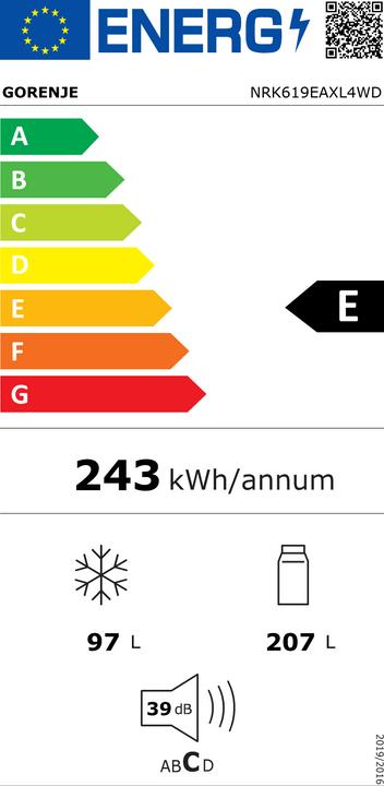 Label énergétique Gorenje NRK619EAXL4WD (304 l)