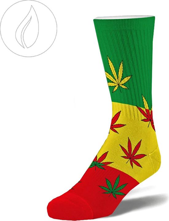 Actual product image R420 Long Socks Size 40-45 Rasta Colour Leaves (Single pack, 40 - 45)