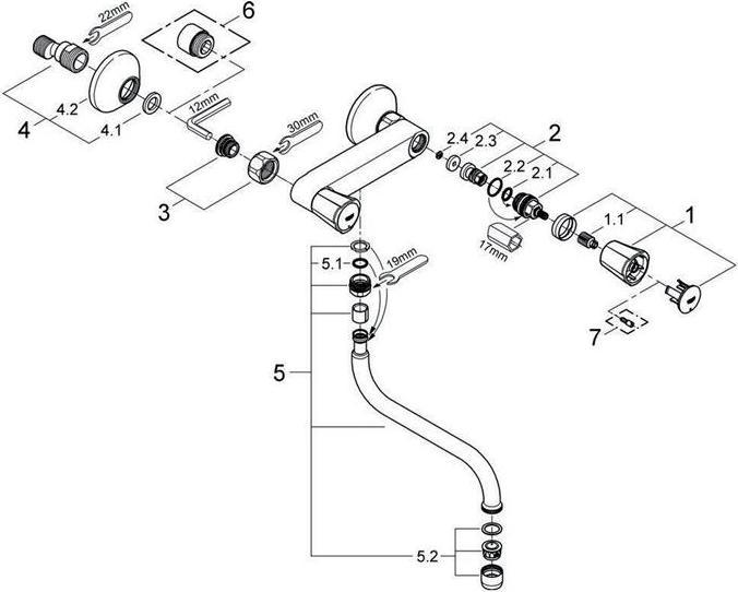 Produktbild Grohe Küchenarmatur mit Zweigriff GROHE Costa chrom glänzend 31187001