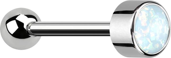 Produktbild Star Piercing Micro Barbell Threadless silber mit Kugel und Zylinder Opal weiss (Titan G23, ohne Messing)