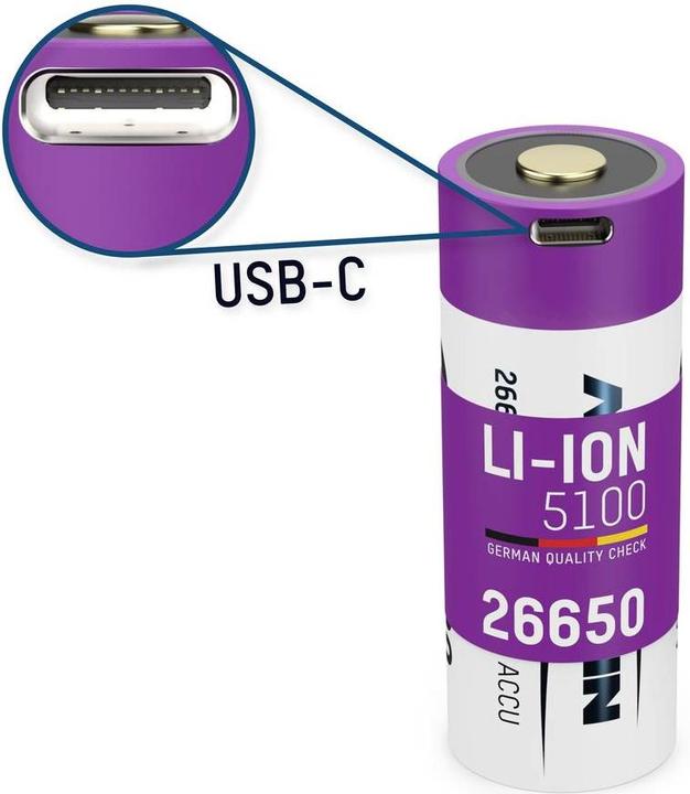 Actual product image Ansmann Type-C Rechargeable (1 pcs., 26650, 5100 mAh)