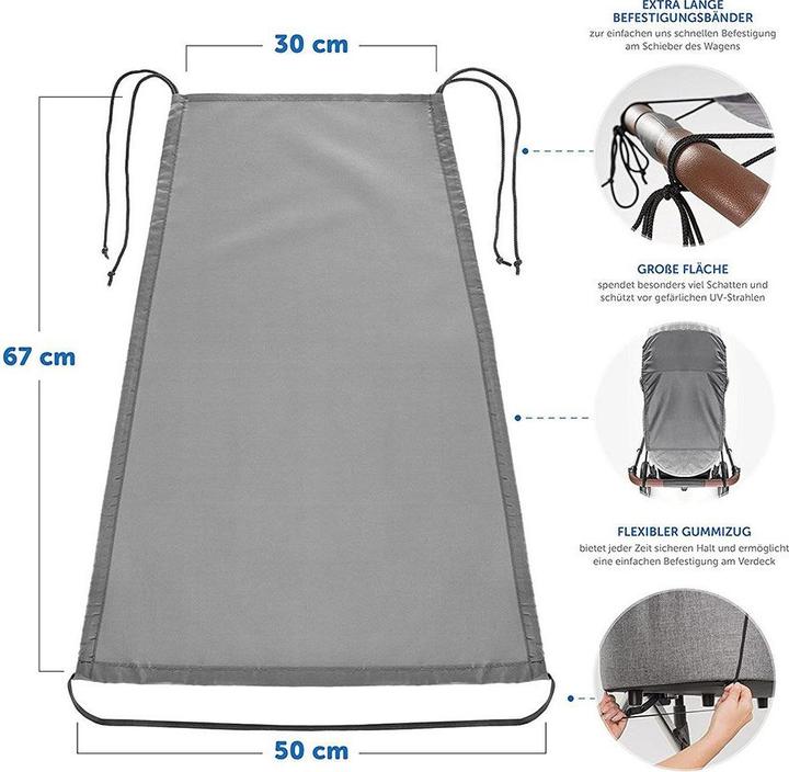 Produktbild Zamboo Sonnenschutz Universal Sonnensegel für Kinderwagen und Buggy - Anthrazit