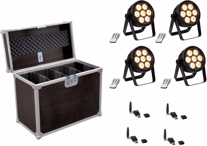 Eurolite Set 4x LED 7C-7 Silent Slim Spot + USB QuickDMX + Custodia