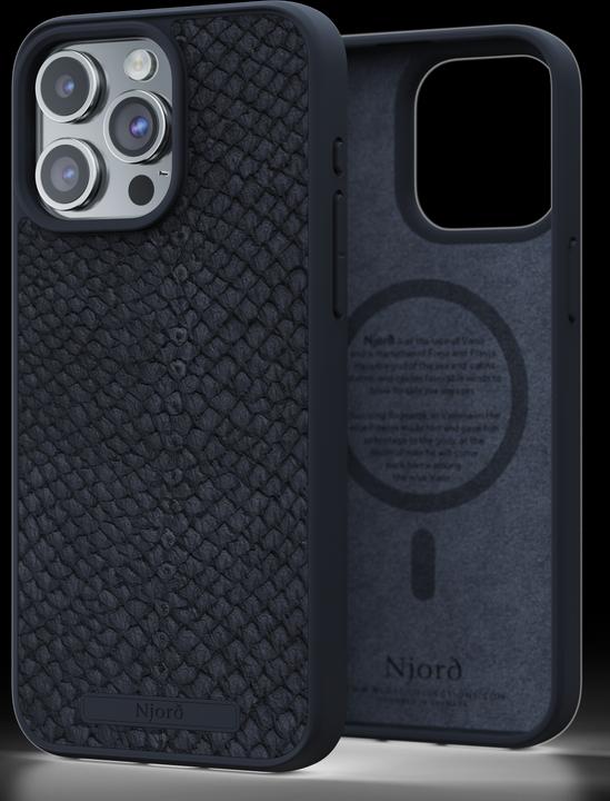Produktbild Njord Hard-Cover Salm.Leather Magsafe Case Black (Apple iPhone 15 Pro Max)