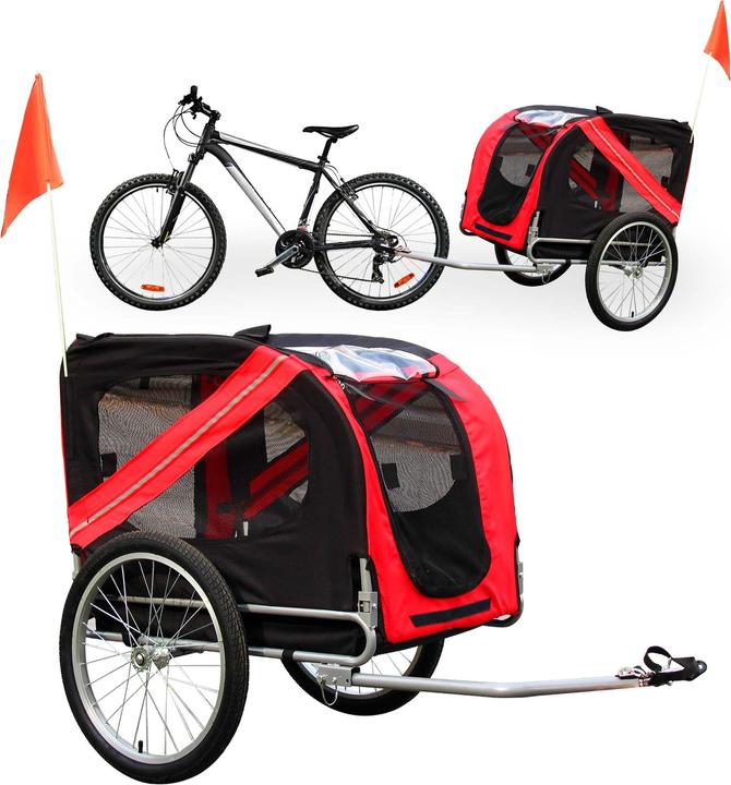 Produktbild Wiltec Hunde Fahrradanhänger Hundeanhänger Fahrrad Hundetransporter rot-schwarz