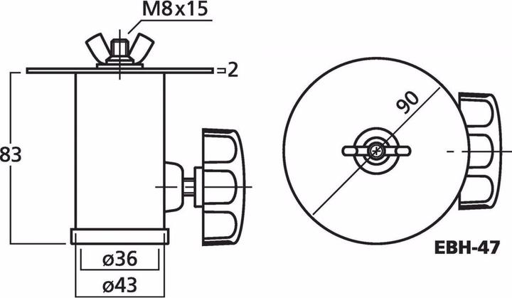 Image du produit Monacor Adaptateur de trépied pour tube de 35mm Boulon fileté M8x15mm (Adaptateur pour pied)