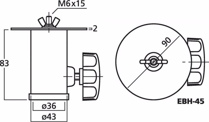 Immagine prodotto Monacor Adattatore per treppiede per tubo da 35 mm con bullone filettato M6x15 mm (1 pz., Cavalletto)