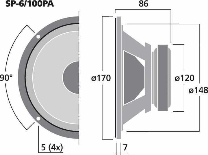 Immagine prodotto Monacor PA-Mton-LS,6.5Z,100/200W,ID144,AD170,ET80 (1 pz.)