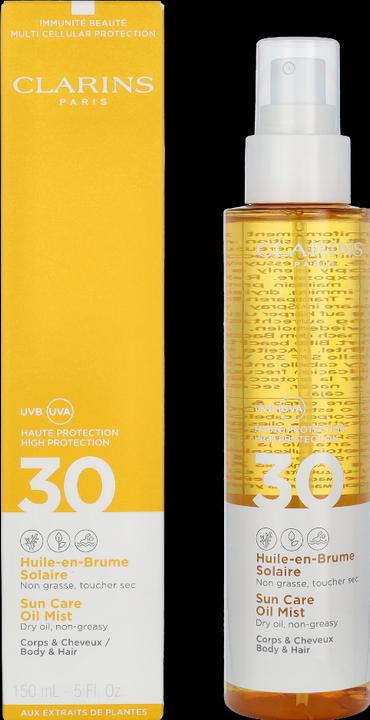 Actual product image Clarins Sun - Huile-en-Brume Solaire Corps & Cheveux SPF30 (Sun cream face, SPF 30, 150 ml, 190 g)