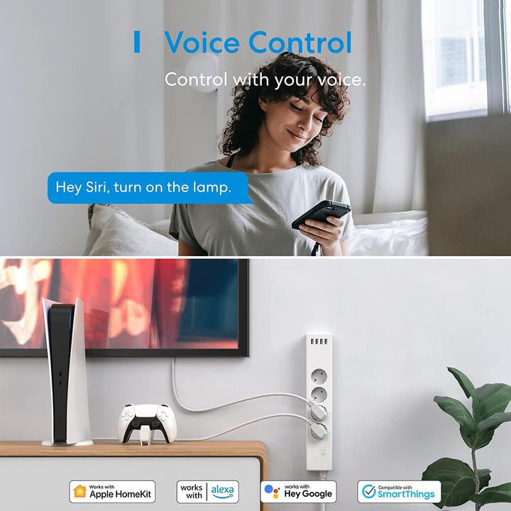 Immagine prodotto Meross Protettore di sovratensione Wi-Fi intelligente (8 x, Nema-5, USB, 1.80 m)