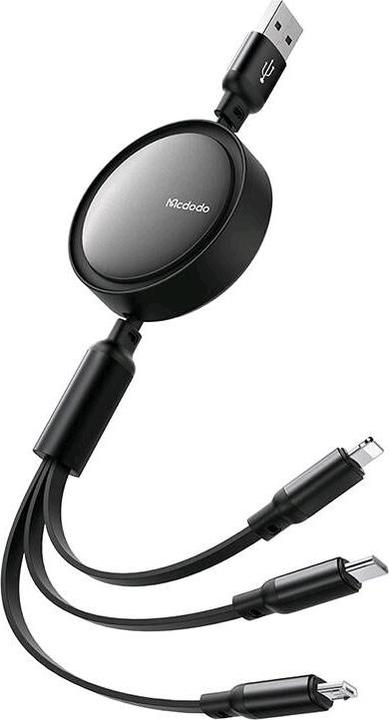 Produktbild Mcdodo 3in1 USB to USB-C / Lightning / Micro USB Cable, CA-7256, 3.5A, 1.2m (black) (1.20 m, USB 3.0)
