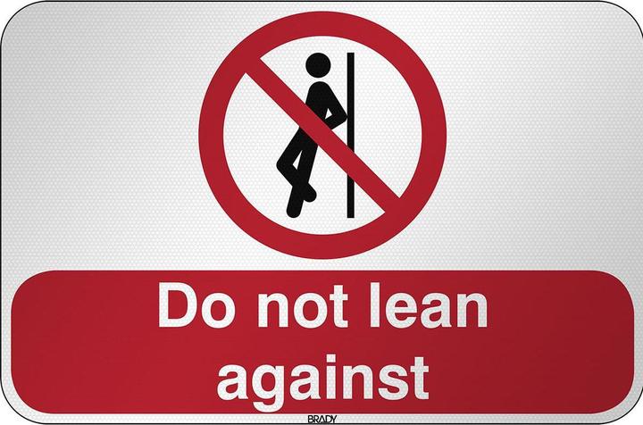Actual product image Brady ISO Safety Sign - No leaning