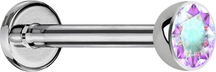 Star Piercing Micro Labret silber mit Halbkugel Kristall multicolor (Titan G23, ohne Messing)