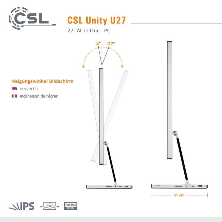 Produktbild CSL All-in-One-PC Unity U27 (Intel Core i5-1235U, 64 GB, 2000 GB, Intel Iris Graphics)
