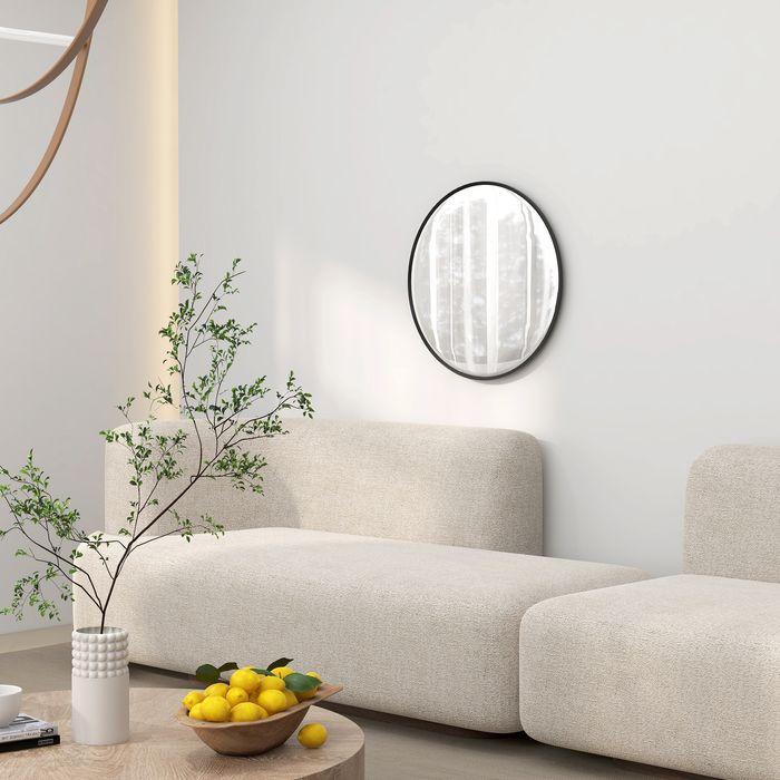 Actual product image Swisshandel24 Wall mirror, 60x60cm aluminium frame, round black (60 x 60 cm)
