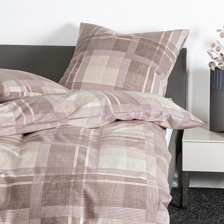 Actual product image Janine Fine fibre bed linen Davos 65159 natural mauve (Bedding set, 155x220 cm + 80x80 cm)