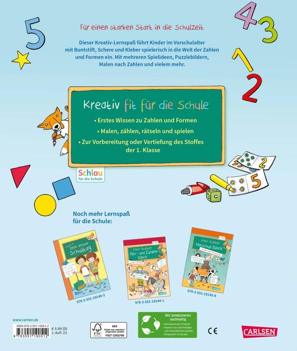 Image du produit Schlau für die Schule: Mein Kreativ-Lernspass: Zahlen und Formen (Allemand, Theresa Koppers, Christine Mildner, 2023)