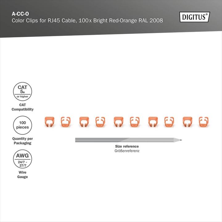 Immagine prodotto Digitus Color clips for Patch cable - Orange (CAT5e, 0.01 m)