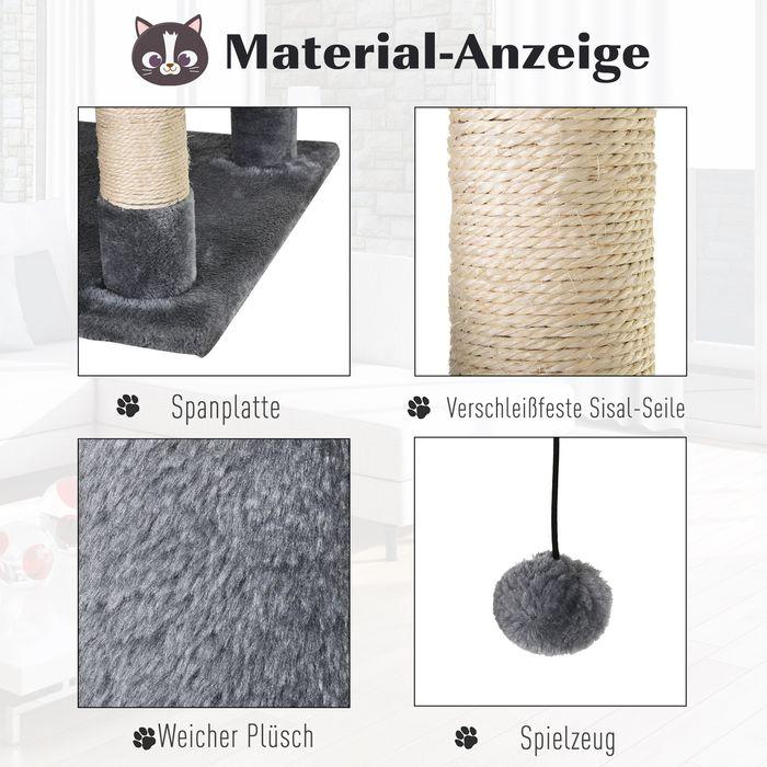 Actual product image Swisshandel24 Scratching tree Climbing tree Cat furniture Cat cave with sisal posts, 60 x 50 x 145 cm (145 cm, Grey)