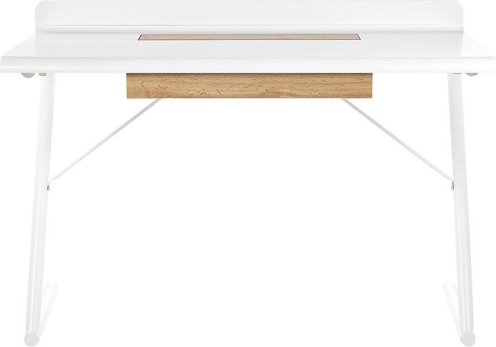 Actual product image Beliani Desk white / light wood shade 120 x 60 cm drawer FOCUS (120 x 60 x 84 cm)
