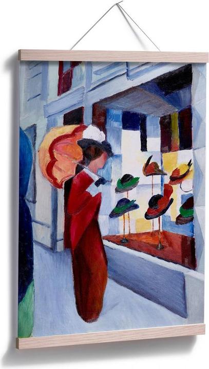 Immagine prodotto Trenddeko Macke - Donna con ombrellone davanti al negozio di cappelli (30 x 45 cm)