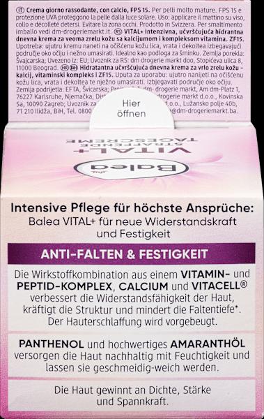 Valori nutrizionali e ingredienti dm Balea Vitale + (50 ml, Crema da giorno, SPF 15)