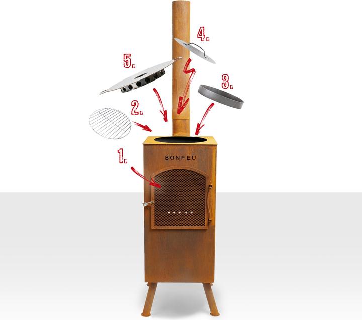 Actual product image Bonfeu BonCarr QLP Roest Tuinhaard - L 35 x W 35 x H 153 cm - Cortenstaal - bruin - Tuinhaard - Terrasverwa