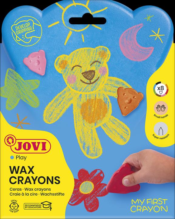 Actual product image Jovi L'OURS MAGIQUE wax crayons 8 bear-shape basic colors (Multicoloured, 8 x)