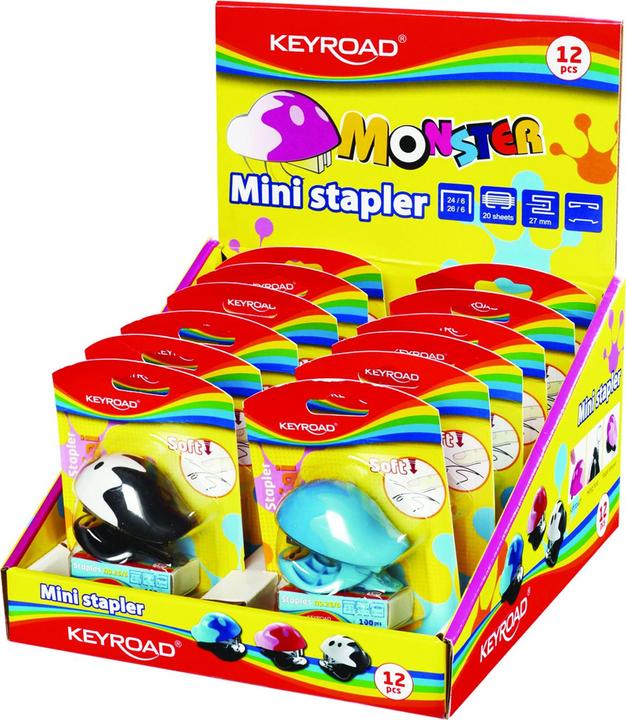Produktbild Keyroad Mini-hefter + heftklammern, heftklammern bis zu 20 blatt, im display verpackt, farbmischung (20 Blätter)