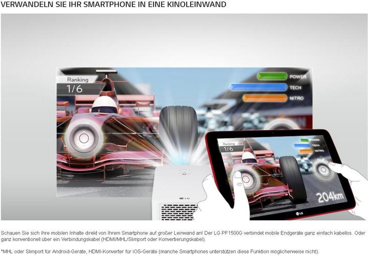 Immagine prodotto LG Pf1500g (Full HD, 1400 lm, 1.4:1)